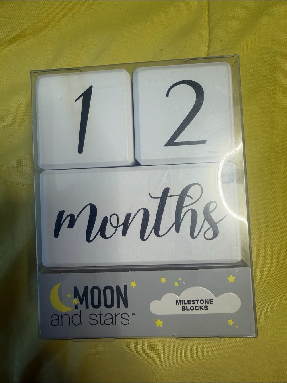 Moon and Stars Milestone Blocks - White & Yellow